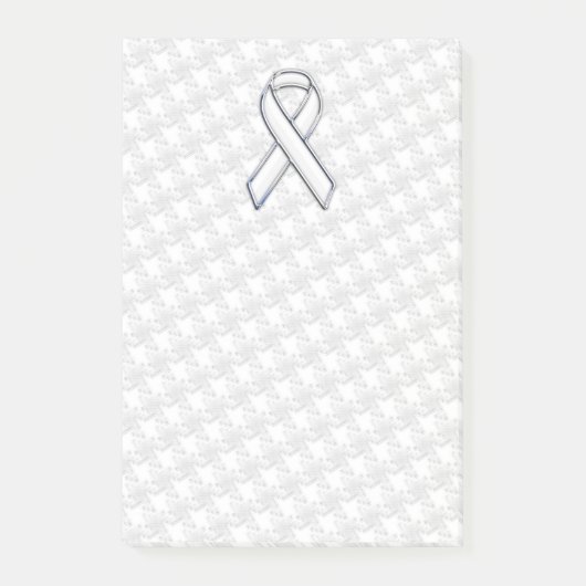 Chrome White over White Ribbon Awareness Houndstoo Post-it® Notes (Voorkant)