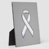 Chrome White Ribbon Awareness Carbon Fiber Decor Fotoplaat (Zijkant)