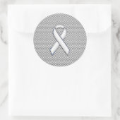 Chrome White Ribbon Awareness Carbon Fiber Decor Ronde Sticker (Tas)