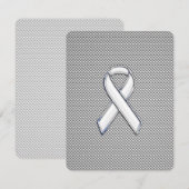 Chrome White Ribbon Awareness Carbon Fiber Print (Voorkant / Achterkant)