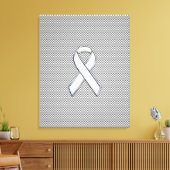 Chrome White Ribbon Awareness Carbon Fiber Print (Insitu (Woonkamer))