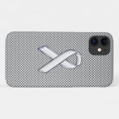 Chrome White Ribbon Awareness Carbon Fiber Print Case-Mate iPhone Case (Achterkant (horizontaal))