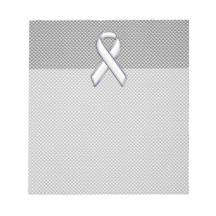 Chrome White Ribbon Awareness Carbon Fiber Print Notitieblok