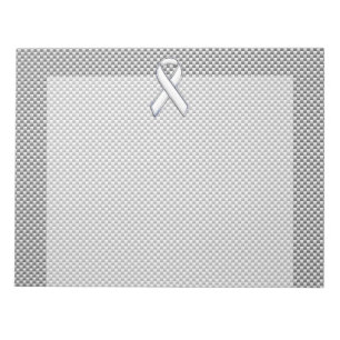 Chrome White Ribbon Awareness Carbon Fiber Print Notitieblok