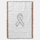 Chrome White Ribbon Awareness on Checkers Deken (Voorkant Verticaal)