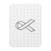 Chrome White Ribbon Awareness on Checkers Magneet (Verticaal)