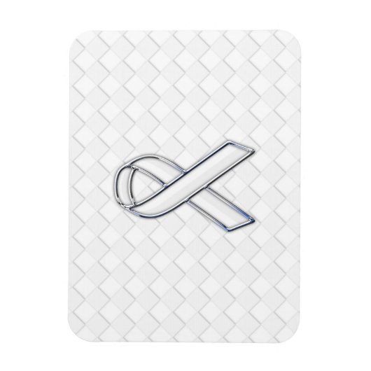 Chrome White Ribbon Awareness on Checkers Magneet (Verticaal)