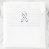Chrome White Ribbon Awareness on Checkers Print Rechthoekige Sticker (Tas)
