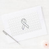 Chrome White Ribbon Awareness on Checkers Print Rechthoekige Sticker (Envelop)