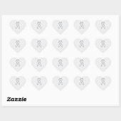 Chrome White Ribbon Awareness on Houndstooth Print Hart Sticker (Vel)