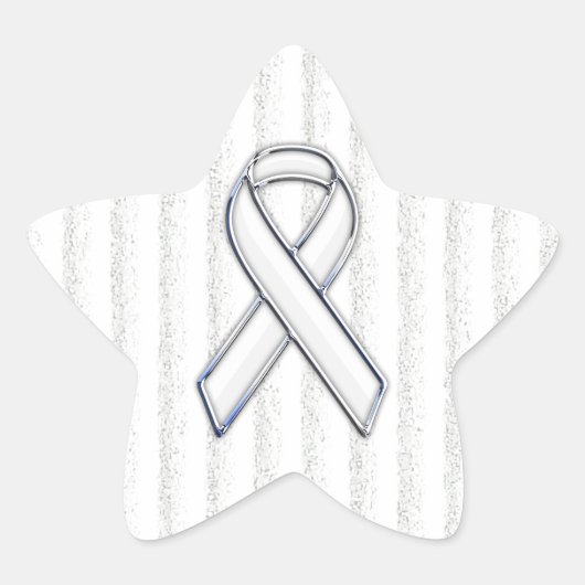 Chrome White Ribbon Awareness on Vertical Stripes Ster Sticker (Voorkant)