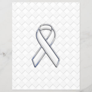 Chrome White Ribbon-bewustzijn op Checkers Print Flyer