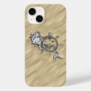 Chrome Zeemeermin op Sandy Beach Print Case-Mate iPhone 14 Hoesje
