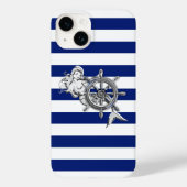 Chrome Zeemeermin Print op Navy Stripes Case-Mate iPhone Case (Achterkant)