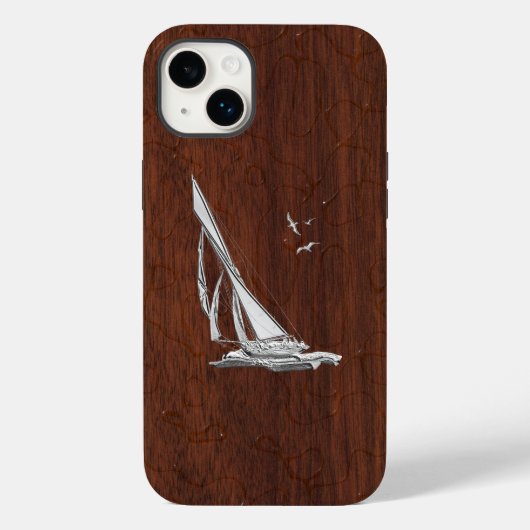 Chrome Zeilboot op Wet Mahonie Print Case-Mate iPhone Case (Achterkant)