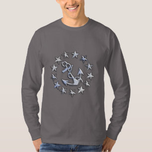 Chrome Zilver Zoals Nautische Jacht Vlag Sterren P T-shirt