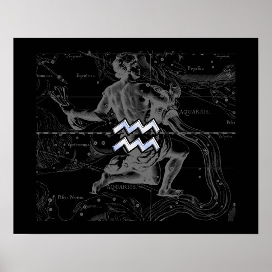 Chrome zoals Aquarius Zodiac Sign op Hevelius Poster (Voorkant)