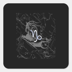 Chrome zoals Capricorn Zodiac Sign on Hevelius Vierkante Sticker