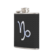 Chrome zoals Capricorn Zodiac Symbol op slangenhui Heupfles (Links)