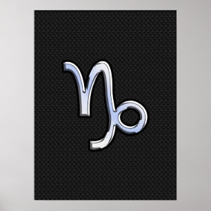 Chrome zoals Capricorn Zodiac Symbol op slangenhui Poster
