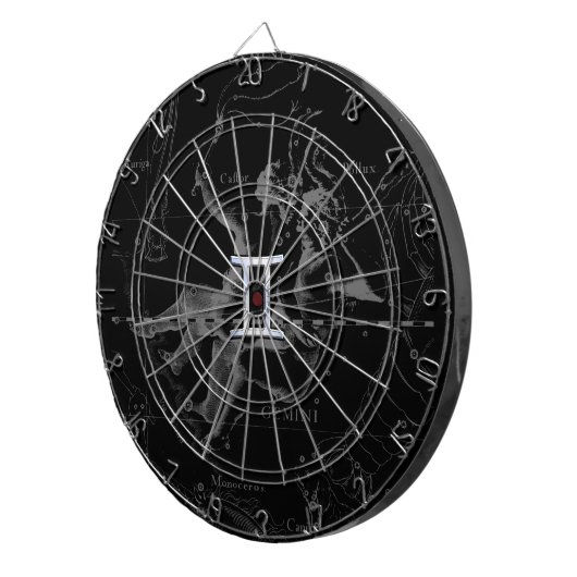 Chrome zoals Gemini Zodiac Sign on Hevelius 1690 Dartbord (Voorkant Rechts)