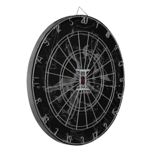 Chrome zoals Gemini Zodiac Sign on Hevelius 1690 Dartbord (Voorkant Links)