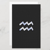 Chrome zoals het Aquarius Zodiac-symbool op de sla Briefpapier (Voorkant / Achterkant)