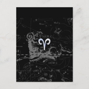 Chrome zoals het Zodiac-symbool van Aries op Hevel Briefkaart