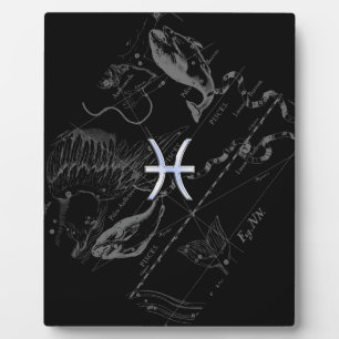 Chrome zoals Pisces Zodiac Sign on Black Hevelius Fotoplaat
