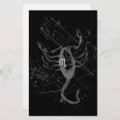 Chrome zoals Scorpio Zodiac Symbol op Hevelius Briefpapier (Voorkant / Achterkant)