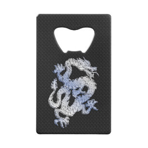 Chrome zoals Silver Dragon Black Snake Skin-stijl Kredietkaart Flessenopener