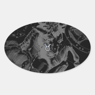Chrome zoals Taurus Zodiac op Hevelius Black Ovale Sticker