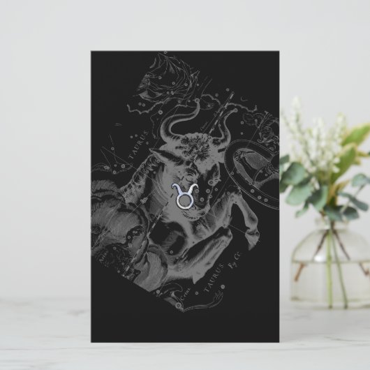 Chrome zoals Taurus Zodiac Sign on Hevelius Briefpapier (Staand voorkant)