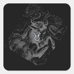 Chrome zoals Taurus Zodiac Sign on Hevelius Vierkante Sticker