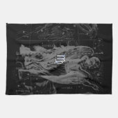 Chrome zoals Virgo Zodiac Sign on Black Hevelius Theedoek (Horizontaal)