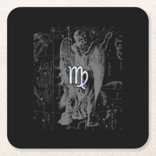 Chrome zoals Virgo Zodiac Sign on Hevelius in Blac Vierkante Kartonnen Onderzetter