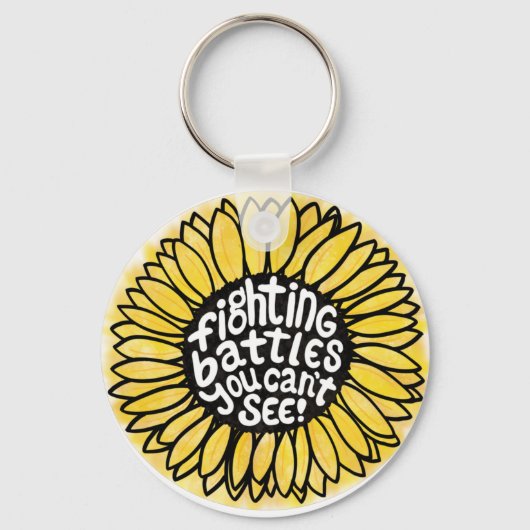 Chronic Illness Warrior - Sunflower Sleutelhanger (Voorkant)