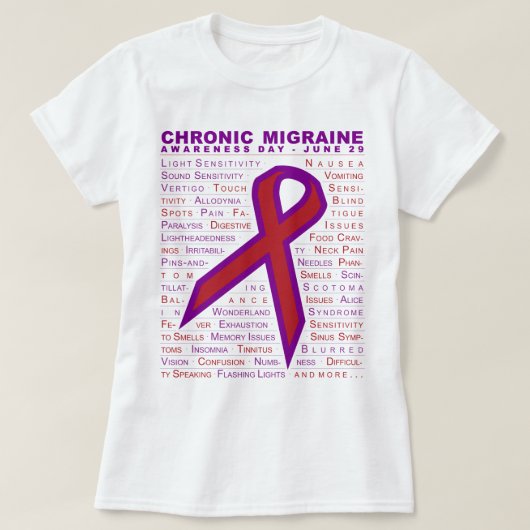 Chronic Migraine Aware - Symptomen & lint met lijn T-shirt (Design voorkant)