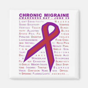 Chronic Migraine Aware - Symptomen & Ribbon Magnet Magneet