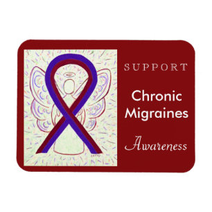Chronic Migraines Awareness Ribbon Angel Magnets Magneet