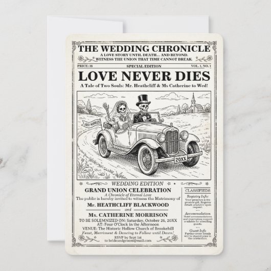 Chronique de squelettes Invitation de mariage (Devant)