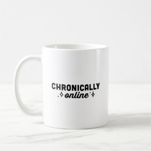 Chronisch online grappige doomscrolling meisje koffiemok