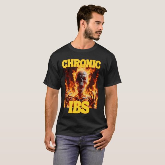 Chronische IBS Funny Cringe Hard Skelet Meme Flame T-shirt (Voorkant volledig)