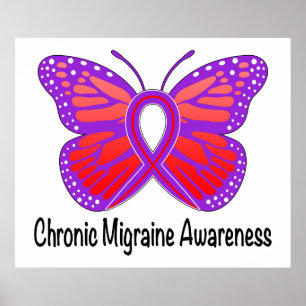 Chronische migraine Awareness Butterfly Poster