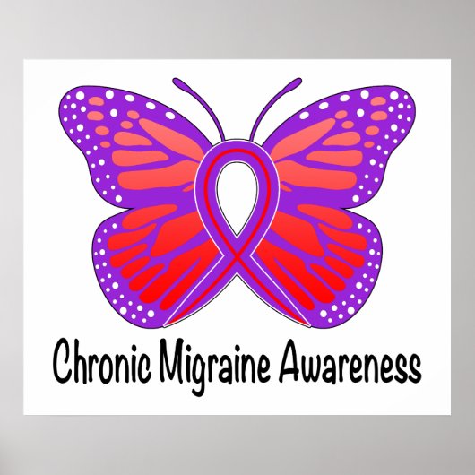 Chronische migraine Awareness Butterfly Poster (Voorkant)