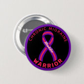 Chronische migraine Warrior Ribbon Black Button (Voorkant /achterkant)