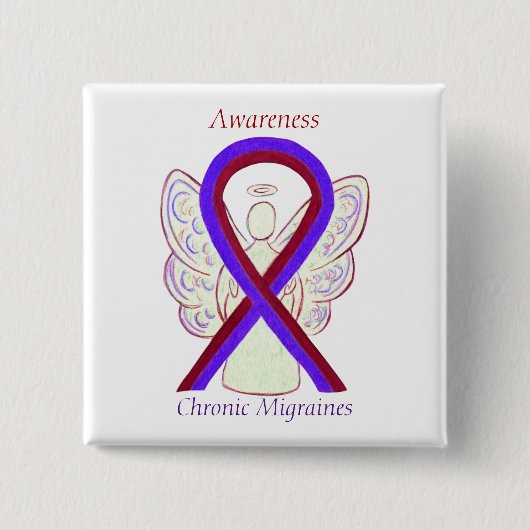 Chronische migraines Awareness Ribbon Angel Button (Voorkant)