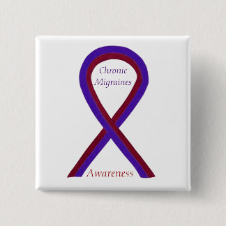 Chronische migraines Awareness Ribbon Custom Butto Vierkante Button 5,1 Cm