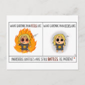 Chronische pijn comisch briefkaart (Voorkant)