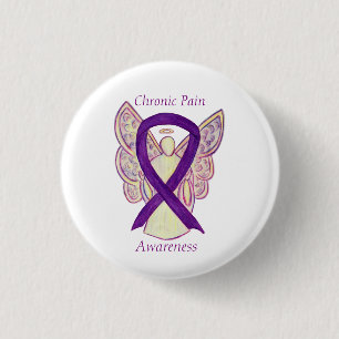 Chronische pijnbestrijding Angel Ribbon Art Pin Ronde Button 3,2 Cm